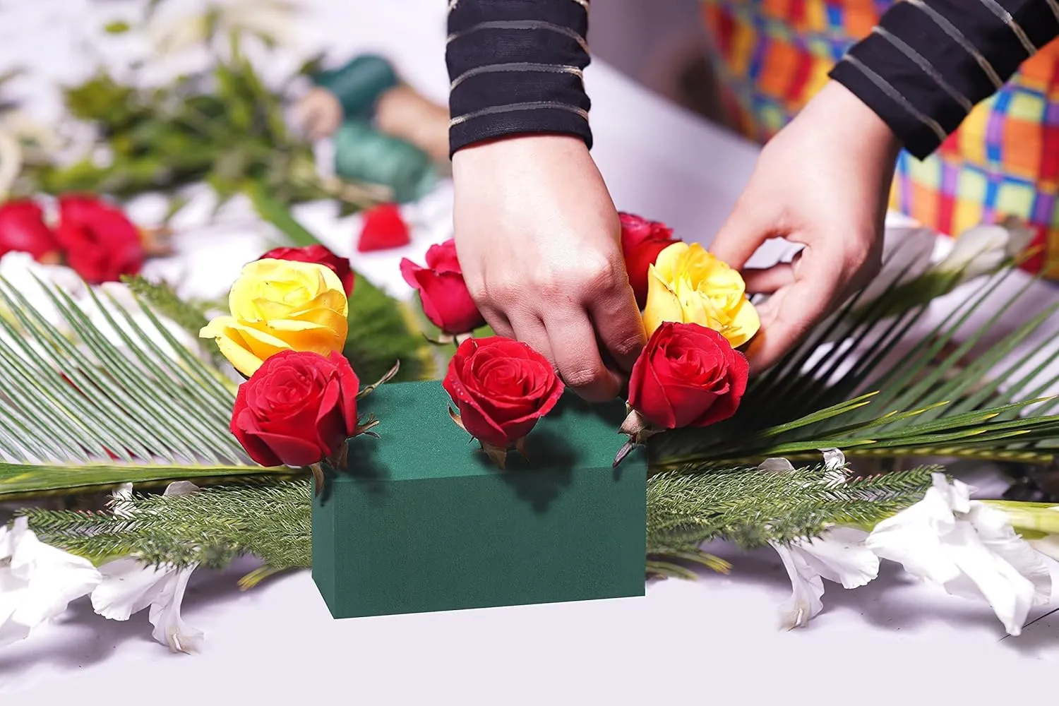 Pack of 8 Dry and Wet Floral Foam Blocks for Fresh and Artificial Flowers, Each (7.8” L x 3.5” W x 2.4” H), for Wedding, Birthdays, Home, Office, and Garden Decorations