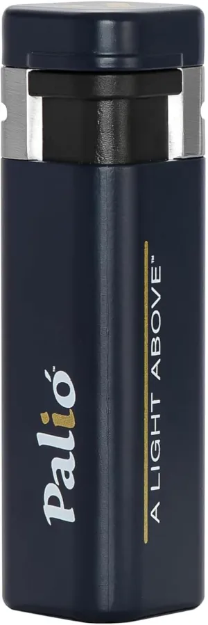 Palió Treo Triple Jet Flame Butane Torch Lighter, Navy Blue | Wind Resistant, Oversized Refillable Fuel Tank, Adjustable Flame, Easy Push Ignition, Flip-Top Lid, High Altitude Tested