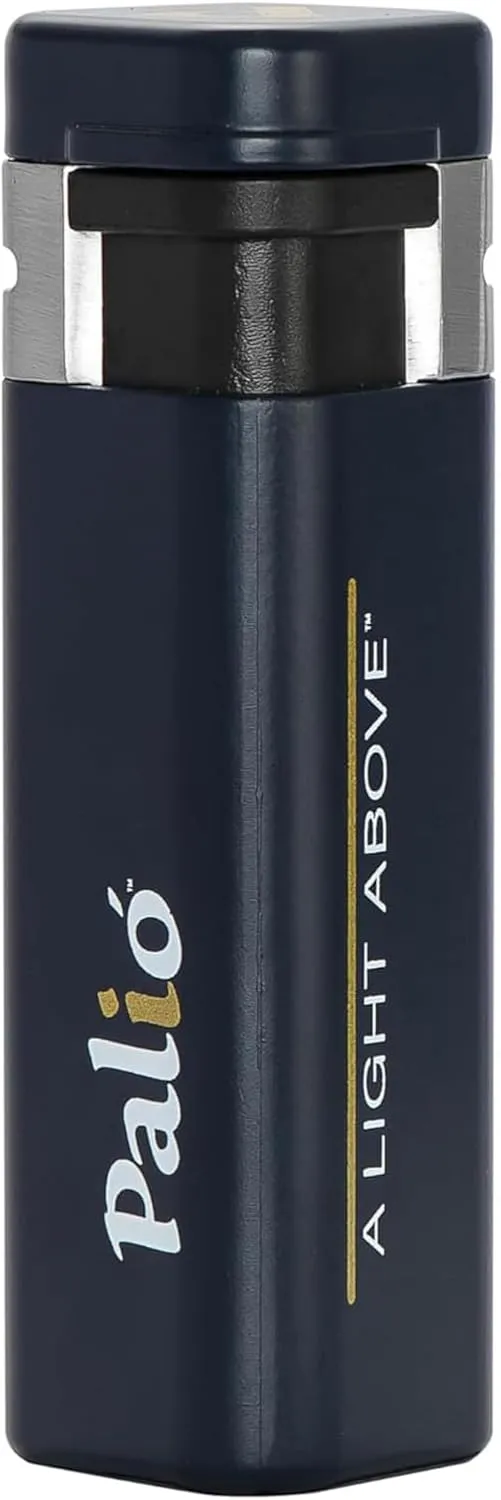 Palió Treo Triple Jet Flame Butane Torch Lighter, Navy Blue | Wind Resistant, Oversized Refillable Fuel Tank, Adjustable Flame, Easy Push Ignition, Flip-Top Lid, High Altitude Tested