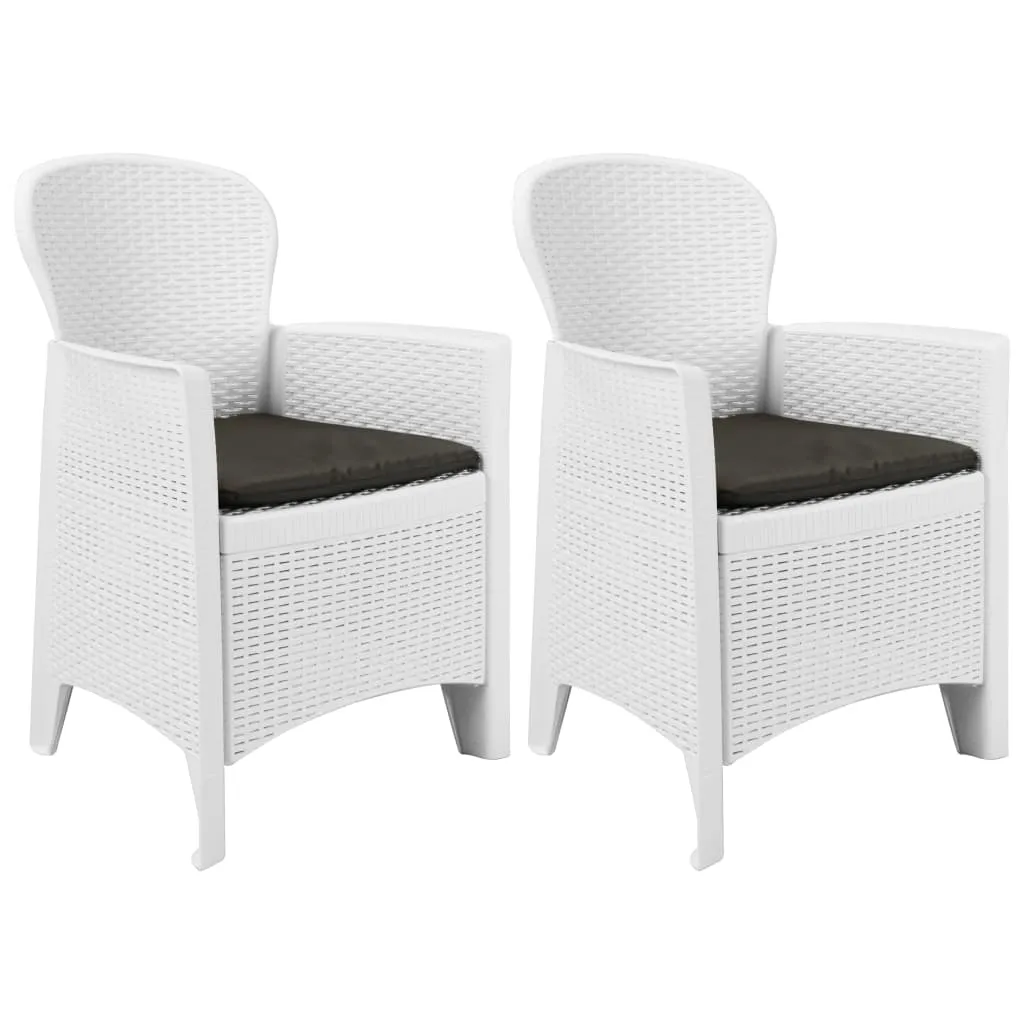 Patio Chairs 2 Pcs Dining Single Chair with Cushion Plastic Rattan Look