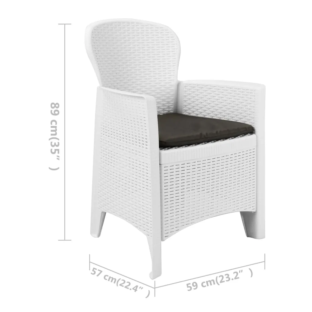 Patio Chairs 2 Pcs Dining Single Chair with Cushion Plastic Rattan Look