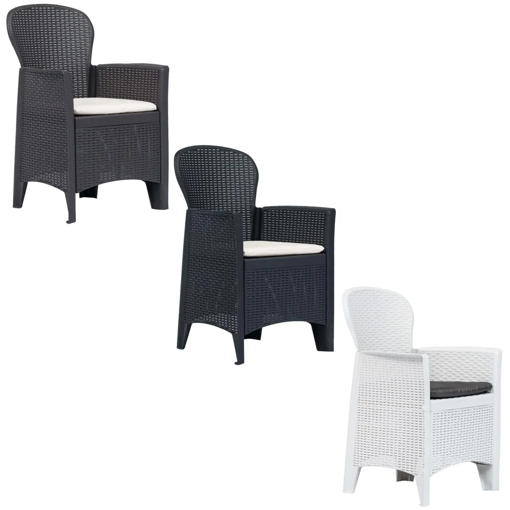 Patio Chairs 2 Pcs Dining Single Chair with Cushion Plastic Rattan Look