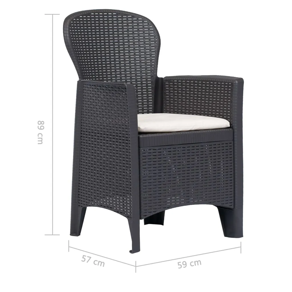 Patio Chairs 2 Pcs Dining Single Chair with Cushion Plastic Rattan Look