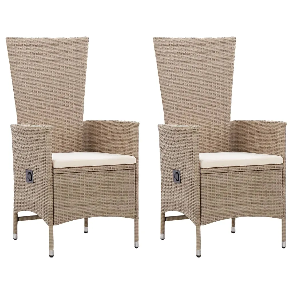 Patio Chairs 2 Pcs Patio Rattan Dining Chair with Cushions Poly Rattan