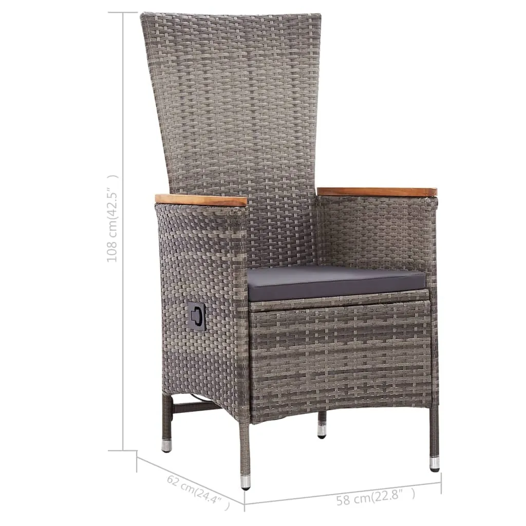Patio Chairs 2 Pcs Patio Rattan Dining Chair with Cushions Poly Rattan