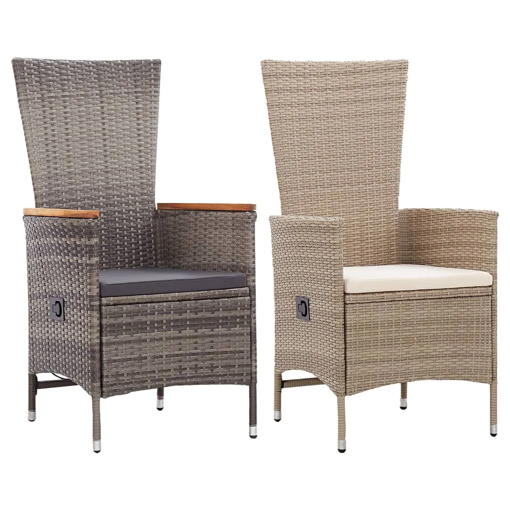 Patio Chairs 2 Pcs Patio Rattan Dining Chair with Cushions Poly Rattan