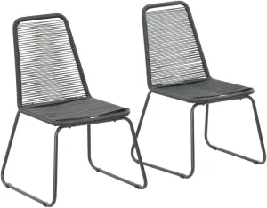 Patio Chairs 2 Pcs Poly Rattan Black Outdoor Dining Chairs with Steel Frame for Garden Patio Furniture Set