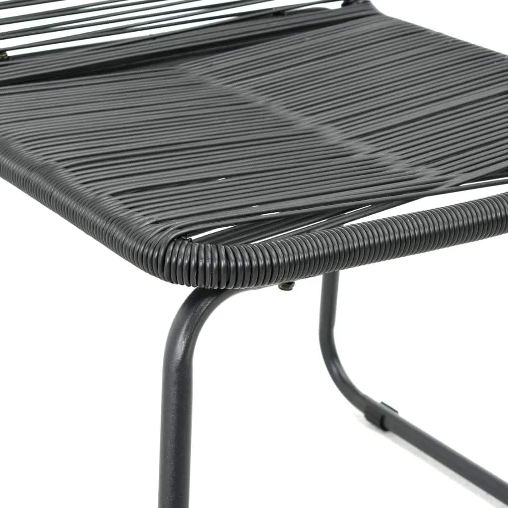 Patio Chairs 2 Pcs Poly Rattan Black Outdoor Dining Chairs with Steel Frame for Garden Patio Furniture Set