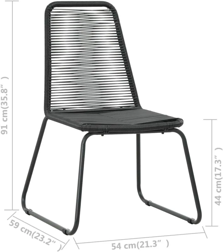 Patio Chairs 2 Pcs Poly Rattan Black Outdoor Dining Chairs with Steel Frame for Garden Patio Furniture Set