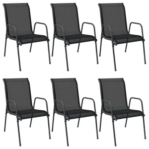 Patio Chairs 2 pcs Steel and Textilene Black