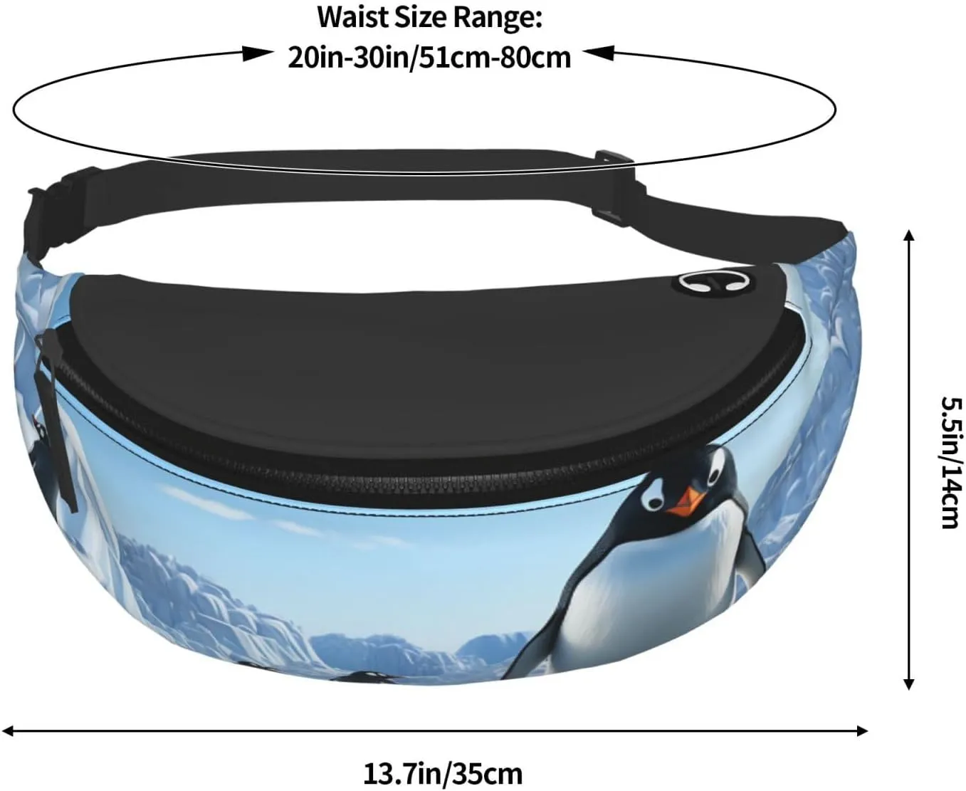 Penguin Antarctica Ice Fanny Pack for Man Women Waist Bag Adjustable Belt Casual Chest Bag Bum Bags for Travel Sports Running Hiking Waist Packs