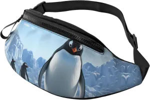 Penguin Antarctica Ice Fanny Pack for Man Women Waist Bag Adjustable Belt Casual Chest Bag Bum Bags for Travel Sports Running Hiking Waist Packs