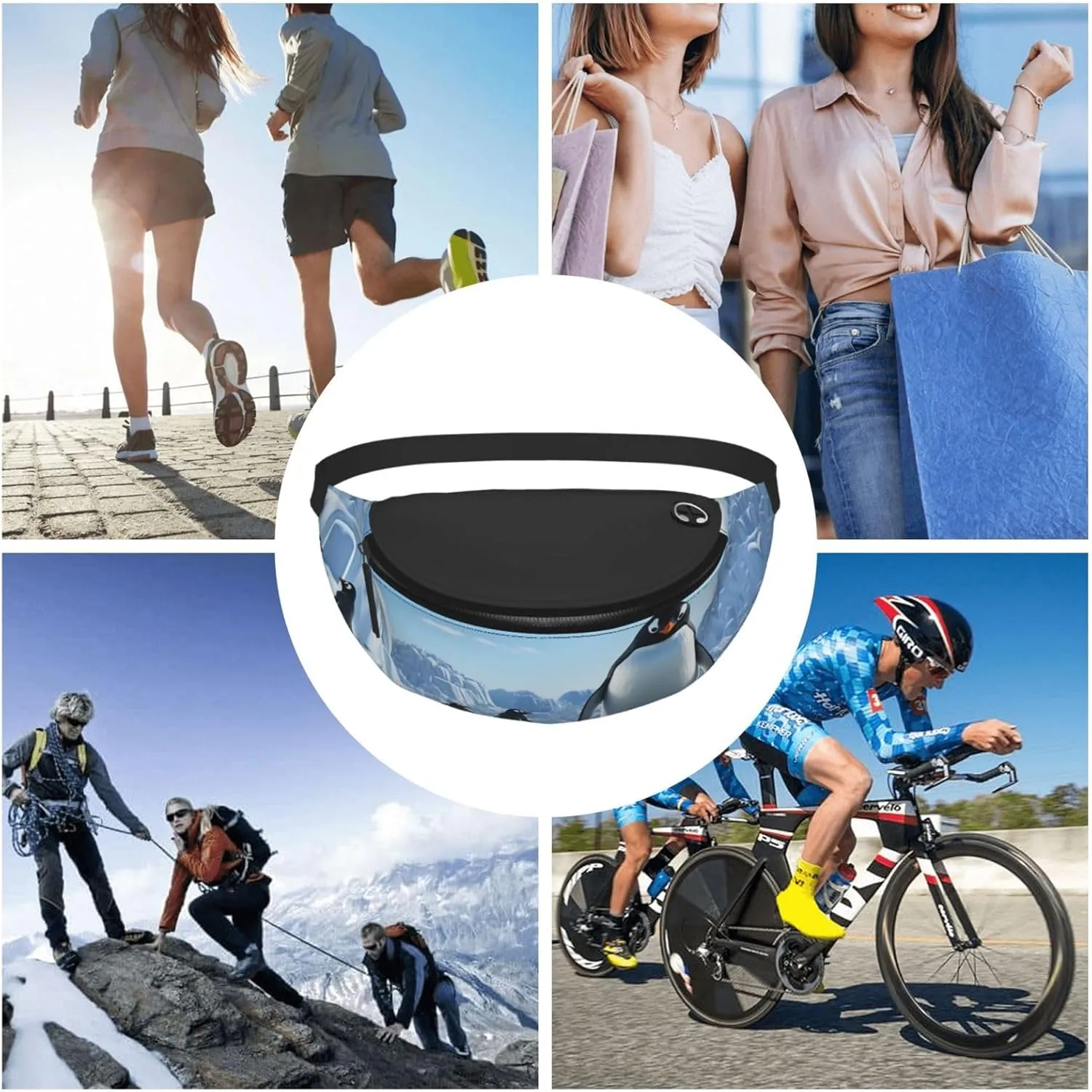 Penguin Antarctica Ice Fanny Pack for Man Women Waist Bag Adjustable Belt Casual Chest Bag Bum Bags for Travel Sports Running Hiking Waist Packs