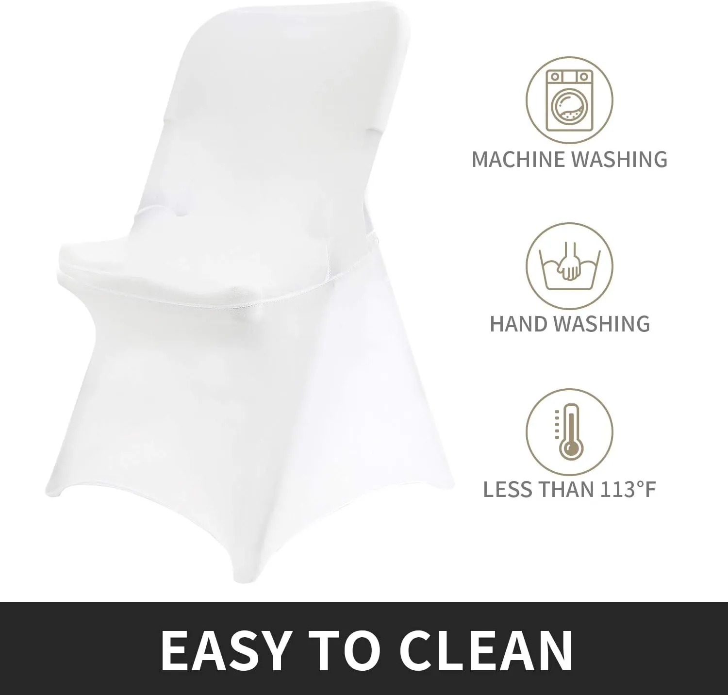 Peomeise Stretch Spandex Folding Chair Cover for Wedding Party Dining Banquet Event (White,12pcs)
