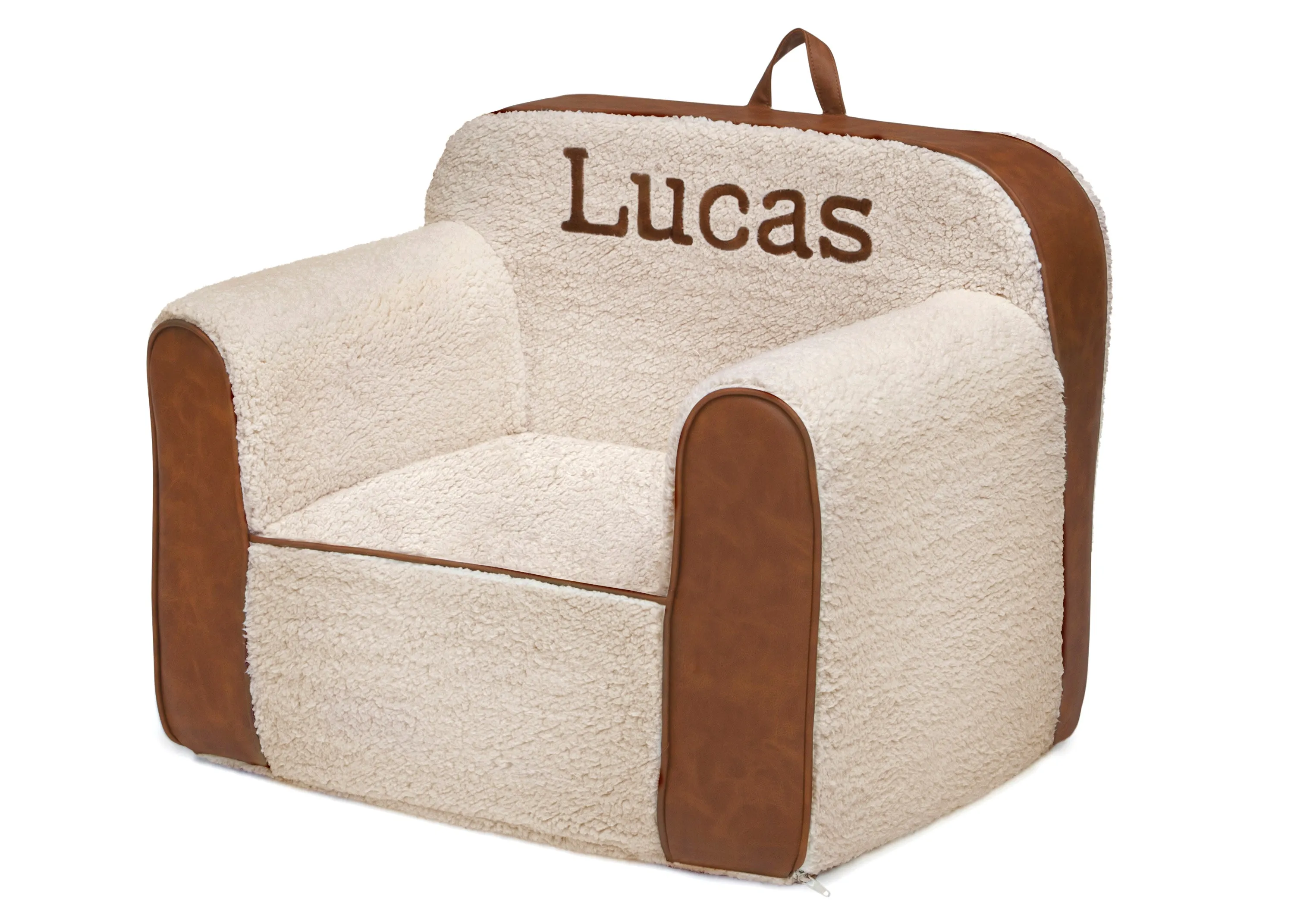 Personalized Cozee Sherpa and Faux Leather Chair for Kids