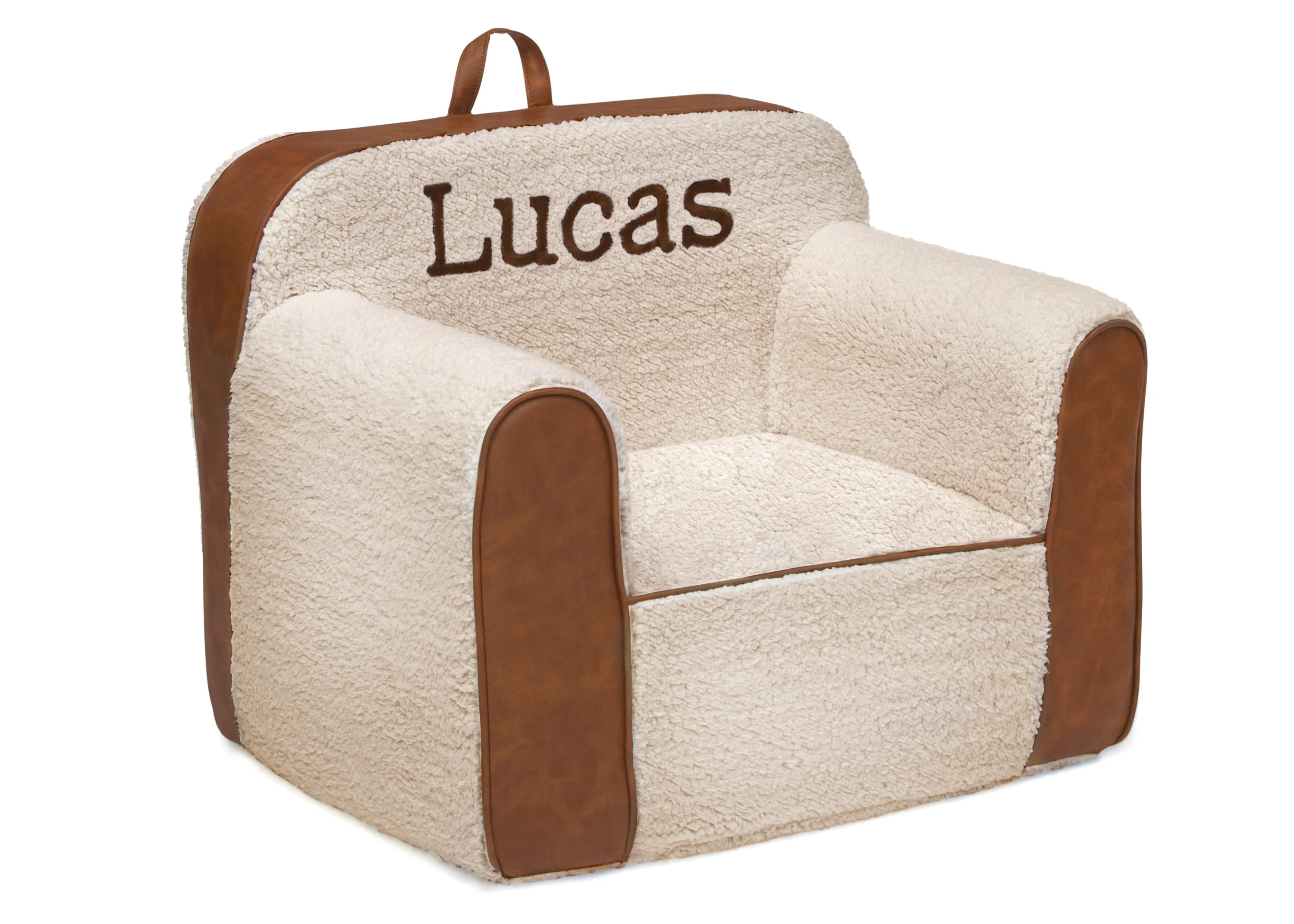 Personalized Cozee Sherpa and Faux Leather Chair for Kids
