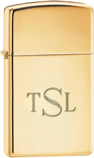 Personalized Zippo Slim High Polish Brass Lighter with Free Engraving