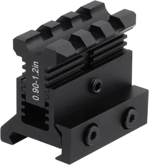 Picatinny Riser Mount Adjustable Height Lockdown Series with Quick Release, 1.57" L|3 Slots, Raise 0.9-1.2inches, Scalloped Picatinny Slots for Scopes, Red Dots, Optics