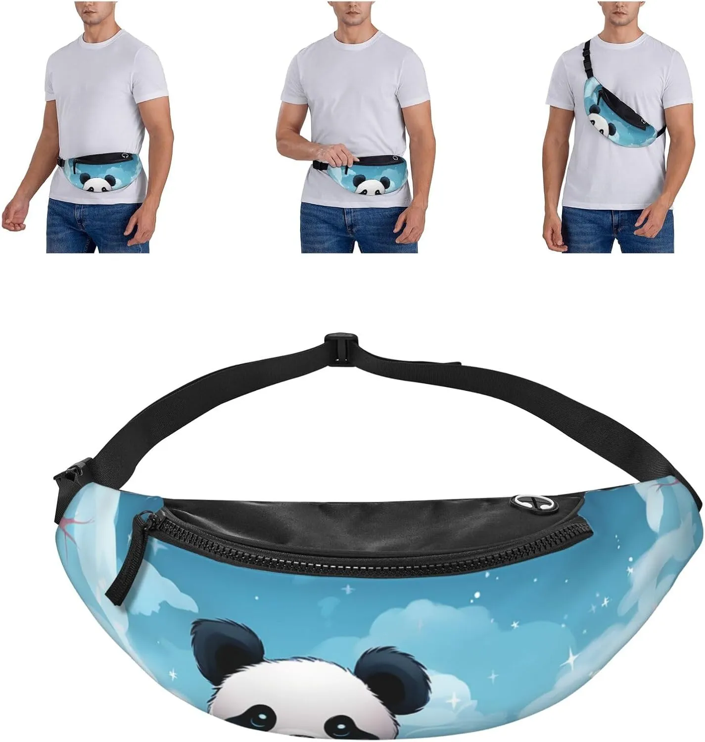 Pink Panda Fanny Pack for Man Women Waist Bag Adjustable Belt Casual Chest Bag Bum Bags for Travel Sports Running Hiking Waist Packs