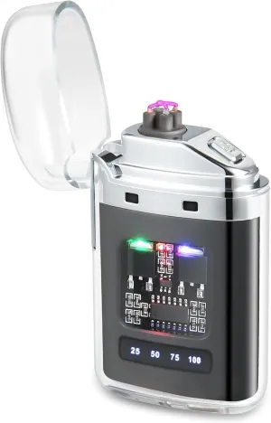 Plasma Dual Arc Light Lighter, Rechargeable Electric Lighter with USB Charging,Outdoor Waterproof Flameless Lighter for Hiking, Camping, Adventure, Survival Tactical Gear(Black)