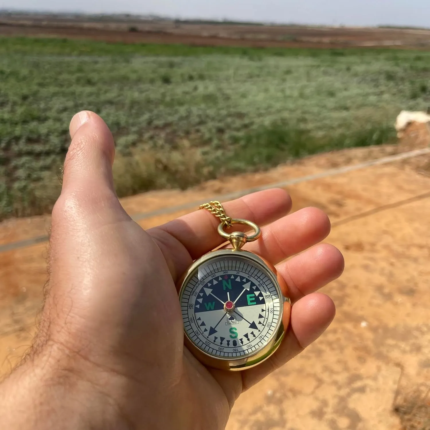 Pocket Watch Compass with Chain & Leather Case - Birthday Gifts for Dad from Daughter Or Son, Christmas Daddy Gift Ideas