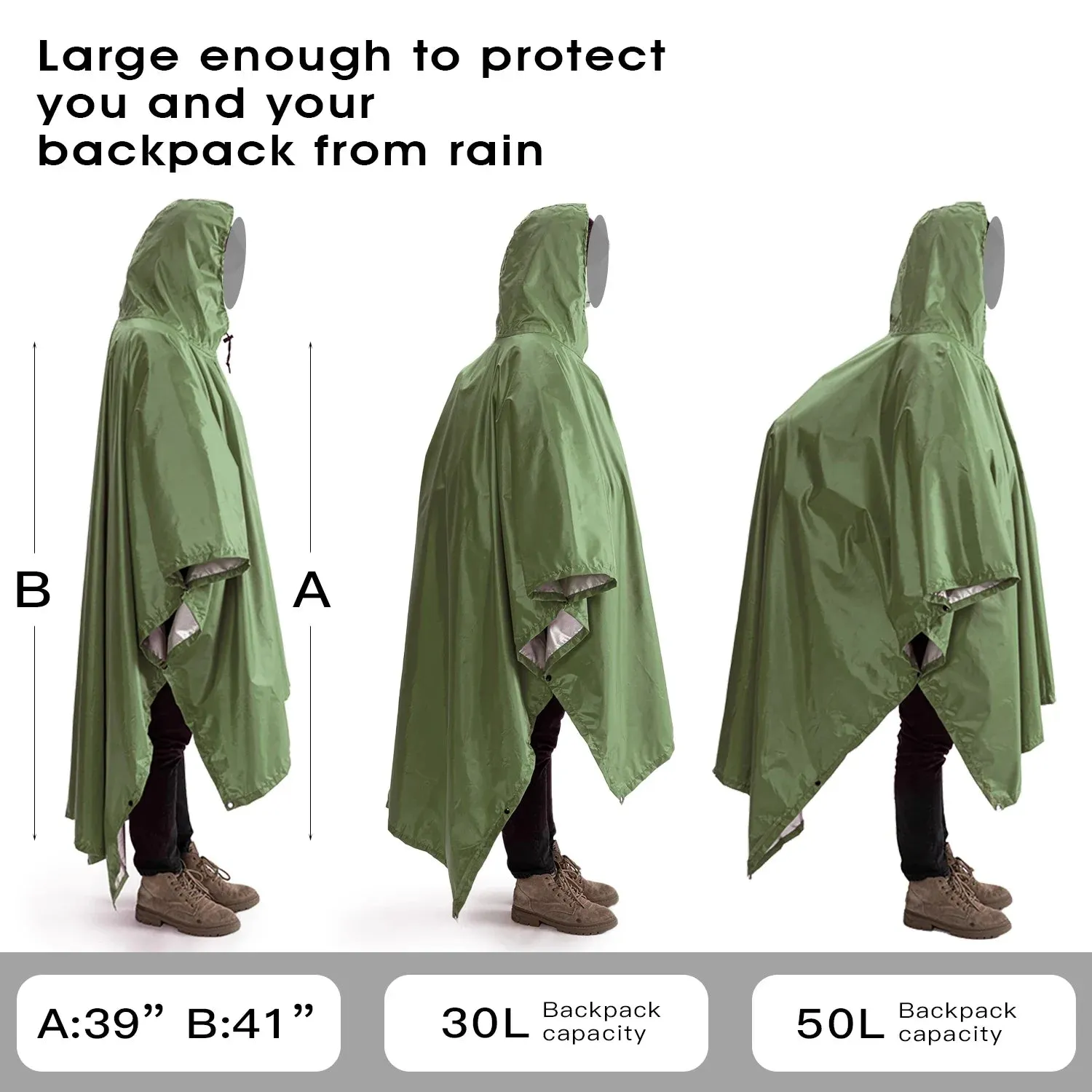 Portable 3 In 1Hiking Camping Poncho