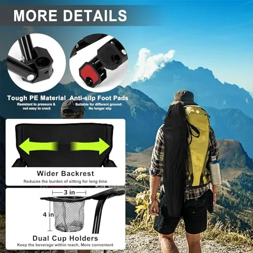 Portable Camping Chair,Outdoor Lawn Folding Chairs for Adults-Heavy Duty