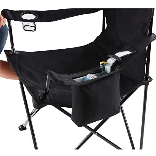 Portable Camping Quad Chair w/ 4-Can Cooler,Cushioned Seat & Back w/ Side Pockets