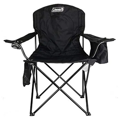Portable Camping Quad Chair w/ 4-Can Cooler,Cushioned Seat & Back w/ Side Pockets