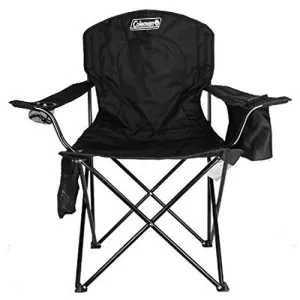 Portable Camping Quad Chair w/ 4-Can Cooler,Cushioned Seat & Back w/ Side Pockets