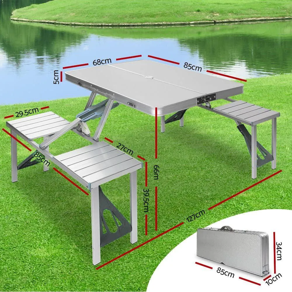 Portable Folding Camping Table Set with Stools for Outdoor Picnic and BBQ
