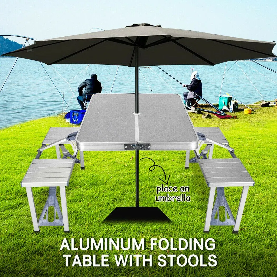 Portable Folding Camping Table Set with Stools for Outdoor Picnic and BBQ