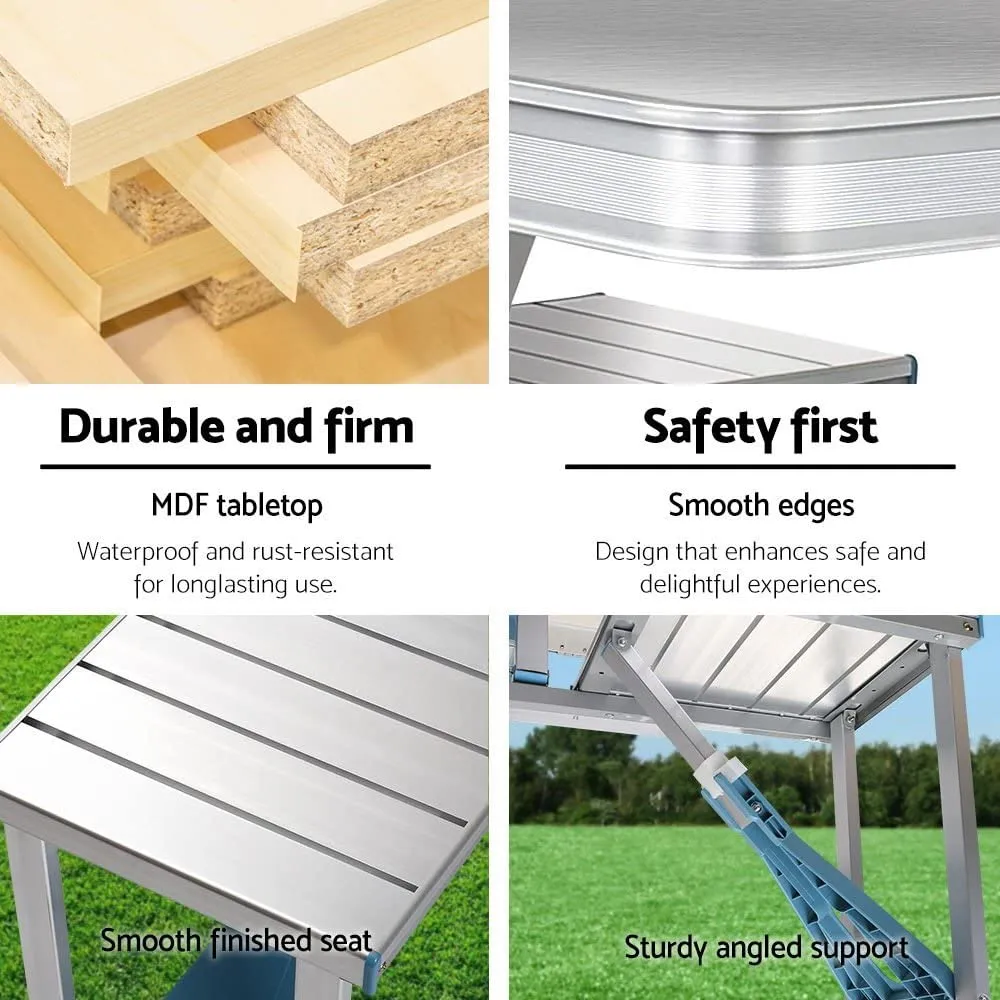 Portable Folding Camping Table Set with Stools for Outdoor Picnic and BBQ
