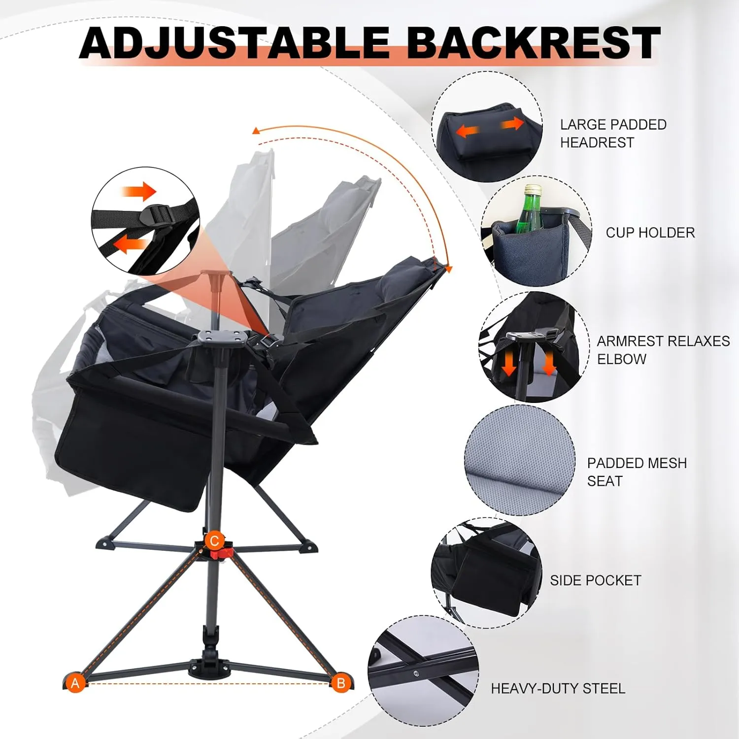 Portable Hammock Chair, Camping Chair, Rocker Camping Chair, Swinging Chair, Lightweight & Portable, with Pocket, Cupholder, Easy to Carry, Heavy Duty for Outdoor Camping & Picnic (2 Pack)