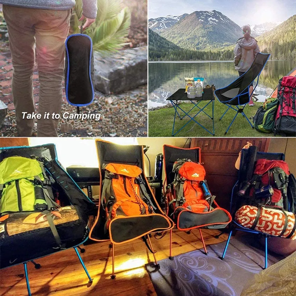 Portable Lightweight High Back Camping Chair with Headrest and Storage Bag