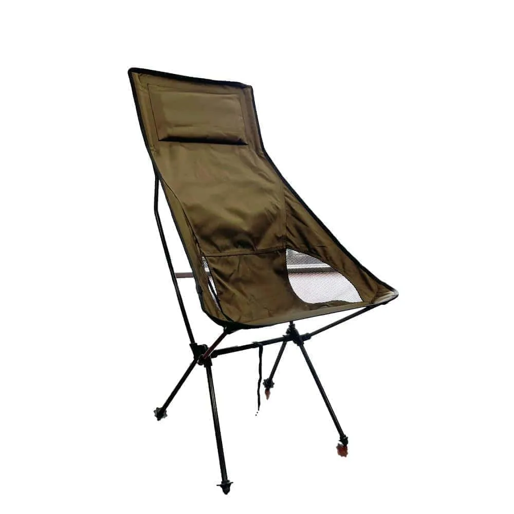 Portable Lightweight High Back Camping Chair with Headrest and Storage Bag
