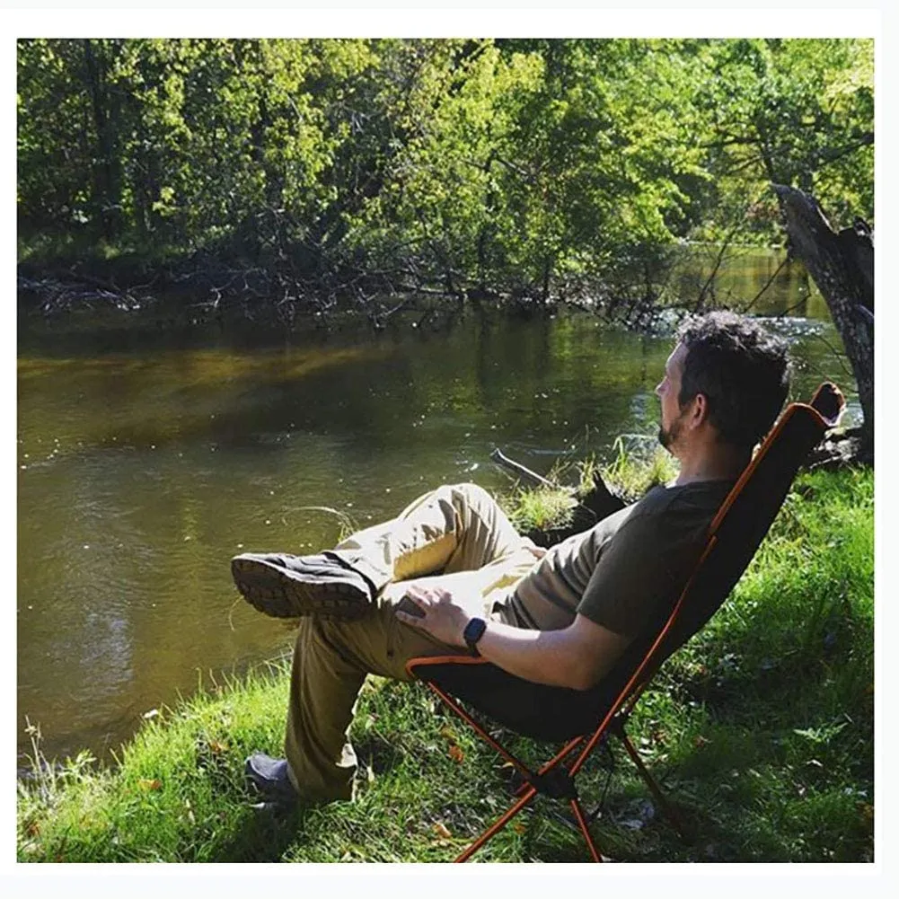 Portable Lightweight High Back Camping Chair with Headrest and Storage Bag