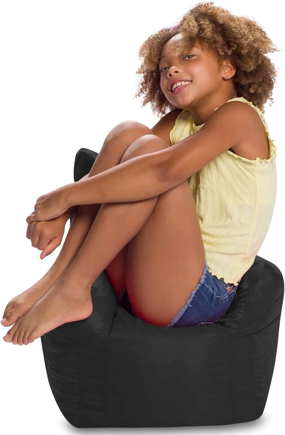 Posh Creations Pasadena Bean Bag Toddlers and Kids, Comfy Chair for Children, Soft Nylon-Black