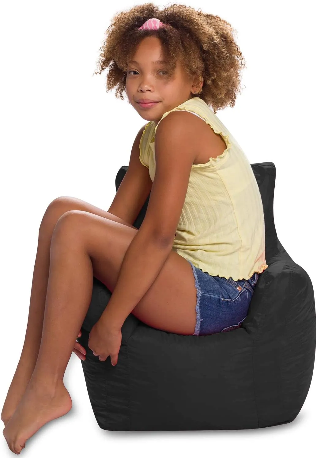 Posh Creations Pasadena Bean Bag Toddlers and Kids, Comfy Chair for Children, Soft Nylon-Black