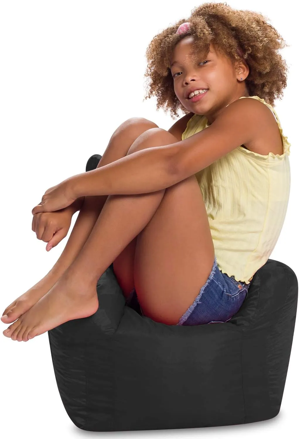 Posh Creations Pasadena Bean Bag Toddlers and Kids, Comfy Chair for Children, Soft Nylon-Black