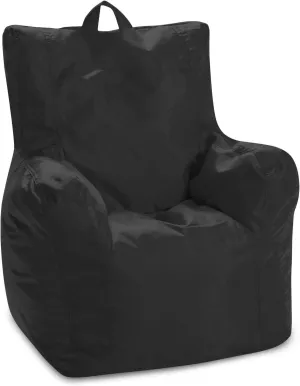 Posh Creations Pasadena Bean Bag Toddlers and Kids, Comfy Chair for Children, Soft Nylon-Black