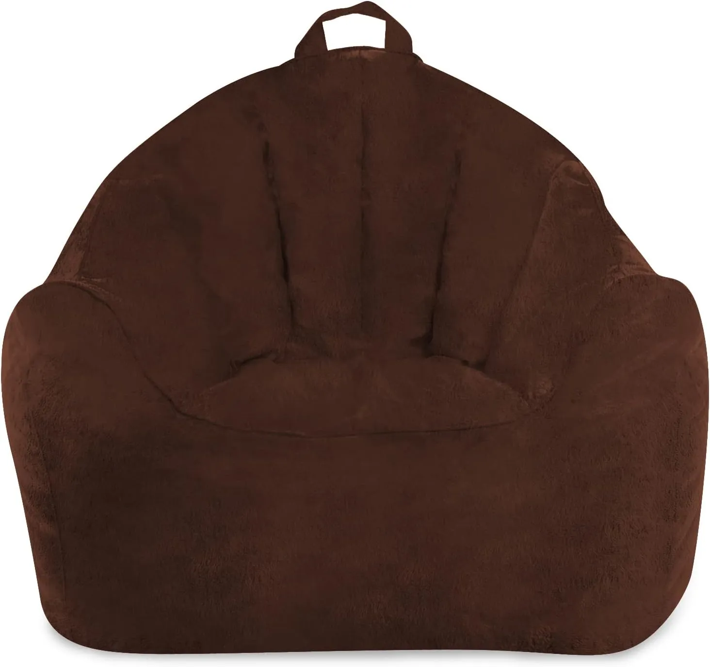 Posh Creations Structured Comfy Bean Bag Chair for Gaming, Reading, and Watching TV, Malibu Lounge, Rabbit Fur - Brown