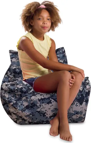 Posh Creations Structured Comfy Bean Bag Chair for Gaming, Reading and Watching TV, Newport Chair, Nylon - Camo Digital
