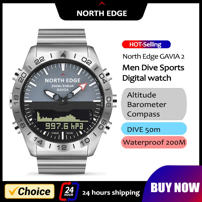Premium Military Dive Watch for Men – 200M Waterproof, Altimeter, Compass, Barometer, Digital Clock, Thermometer, Pedometer, Stopwatch, Countdown Timer, EL Backlight