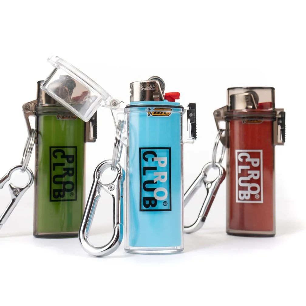 Pro Club Waterproof Lighter Case Keychain - Tinted case Black Logo