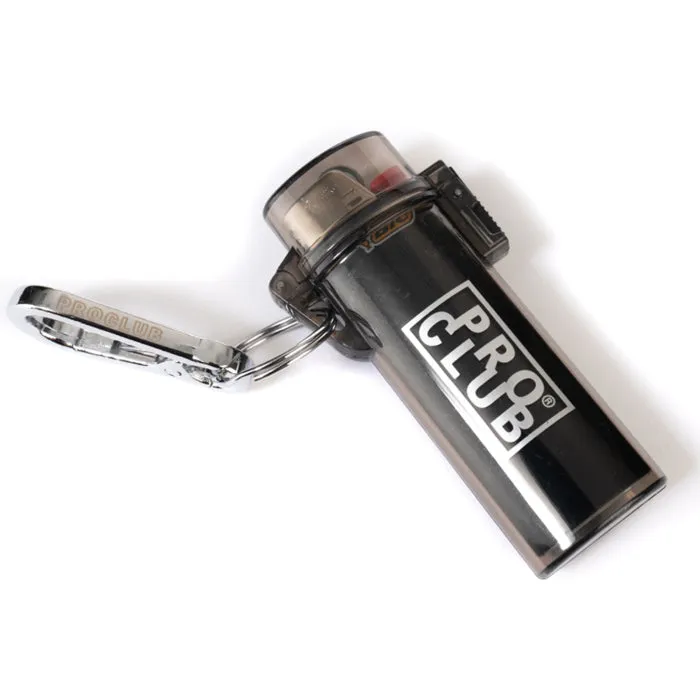 Pro Club Waterproof Lighter Case Keychain - Tinted case, Silver Logo