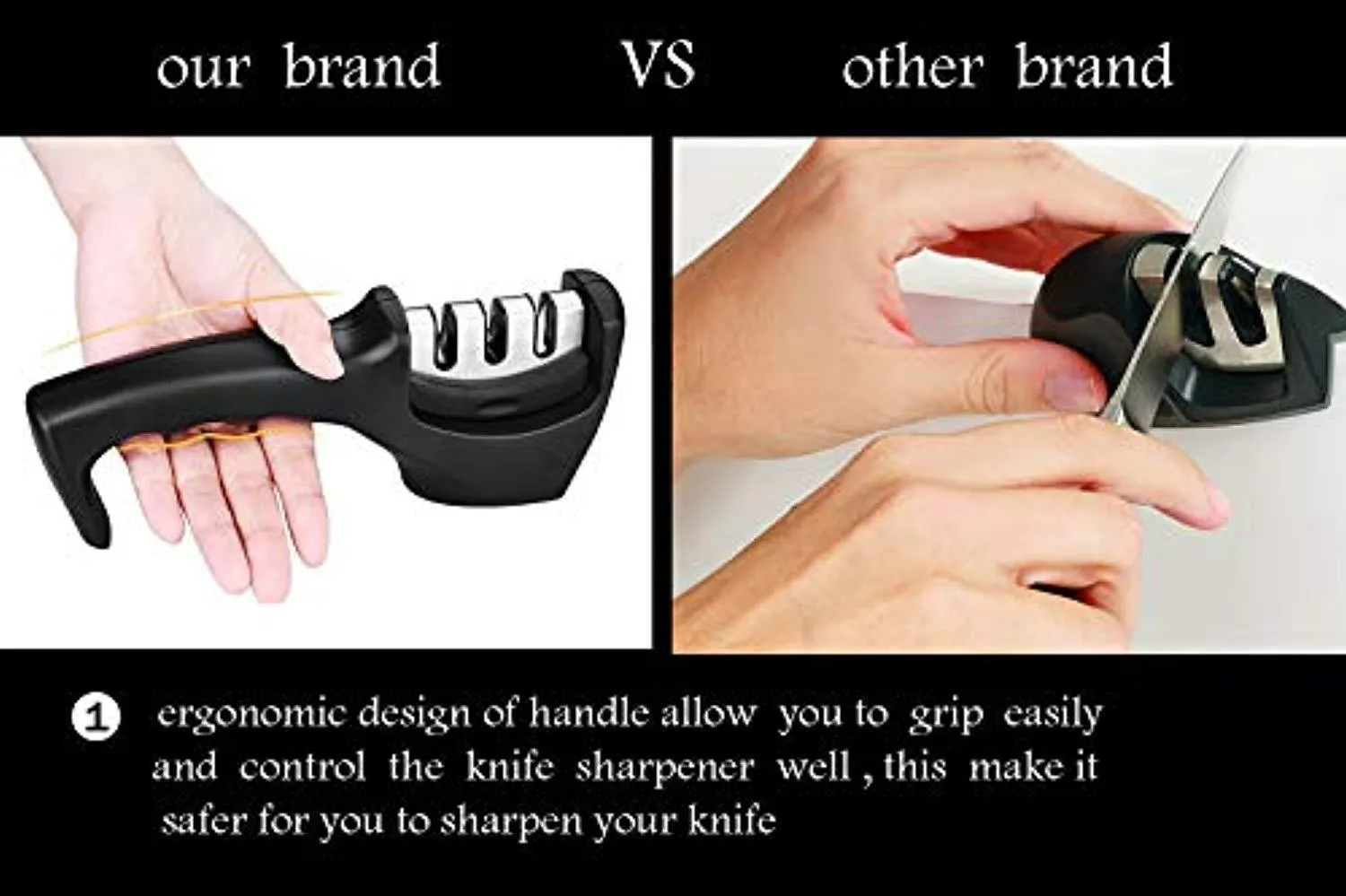 Professional Kitchen Knife Sharpener，3-Stage Knife Sharpening Tool to Sharpen, Repair and Polish,Suitable for Various Knives