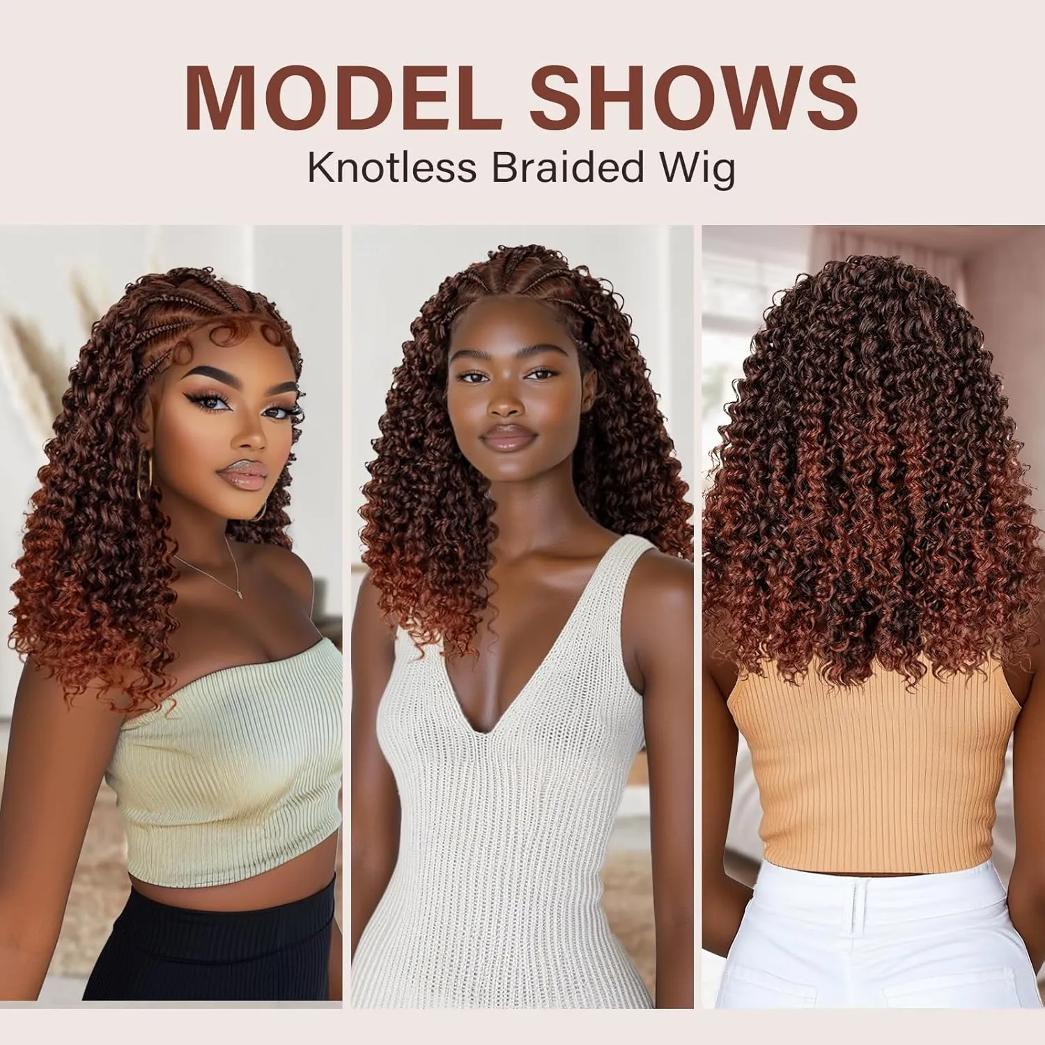 PROTEA Braided Wigs for Black Women, Lightweight Synthetic Handmade Braids Wig with Baby Hair, Mix Color Braid Lace Wig with Curly End, 20 Inch #T1B/350