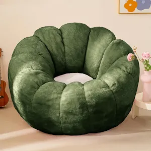 Pumpkin Bean Bag Sofa Chair for Adult, Beanbag Couch with Filler for Reading and Relaxation, Comfy and Lazy Sofa for Dorm, Apartment, Living Room and Bedroom, Dark Green
