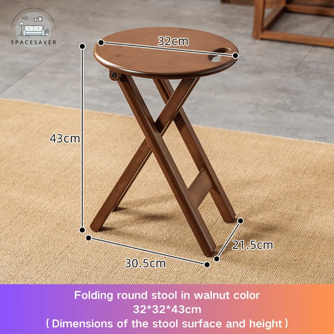 Pure solid wood folding round stool/high stool/bar stool